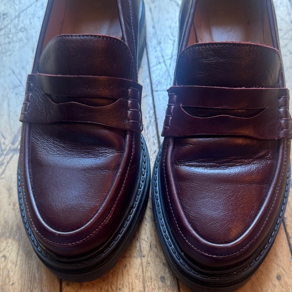 Sezane Burgundy Leather Penny Loafers - Picture 3 of 5